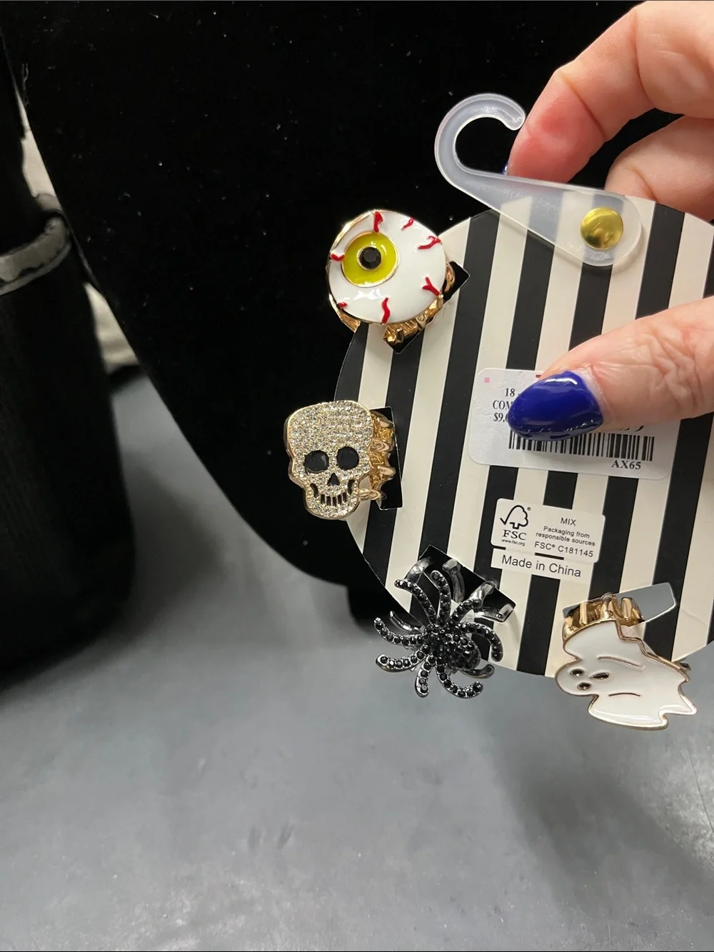 NWT Piper K Halloween Small Metal Hair Clip Set - Black, White, Red, Gold, Green